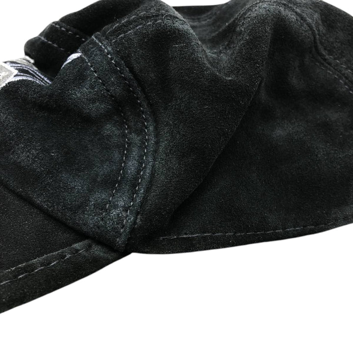 Vintage Harley-Davidson suede leather cap, made in the USA, one size fits all. genuine leather black type Vintage Second Hand