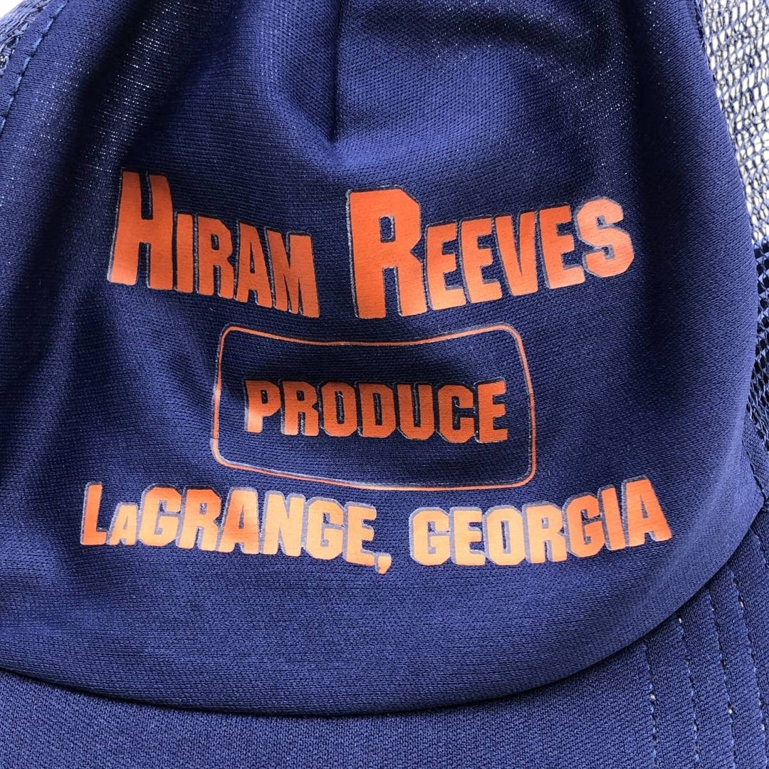 70s-80'S DG SPORTSWEAR HIRAM REEVES PRODUCE Mesh Trucker Cap, Made in USA, One Size Fits Most unclear navy blue type Vintage Second Hand