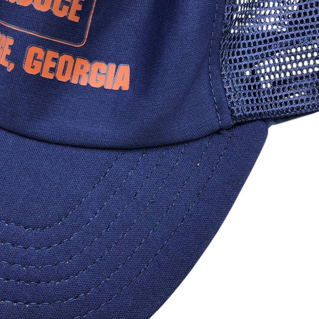 70s-80'S DG SPORTSWEAR HIRAM REEVES PRODUCE Mesh Trucker Cap, Made in USA, One Size Fits Most unclear navy blue type Vintage Second Hand