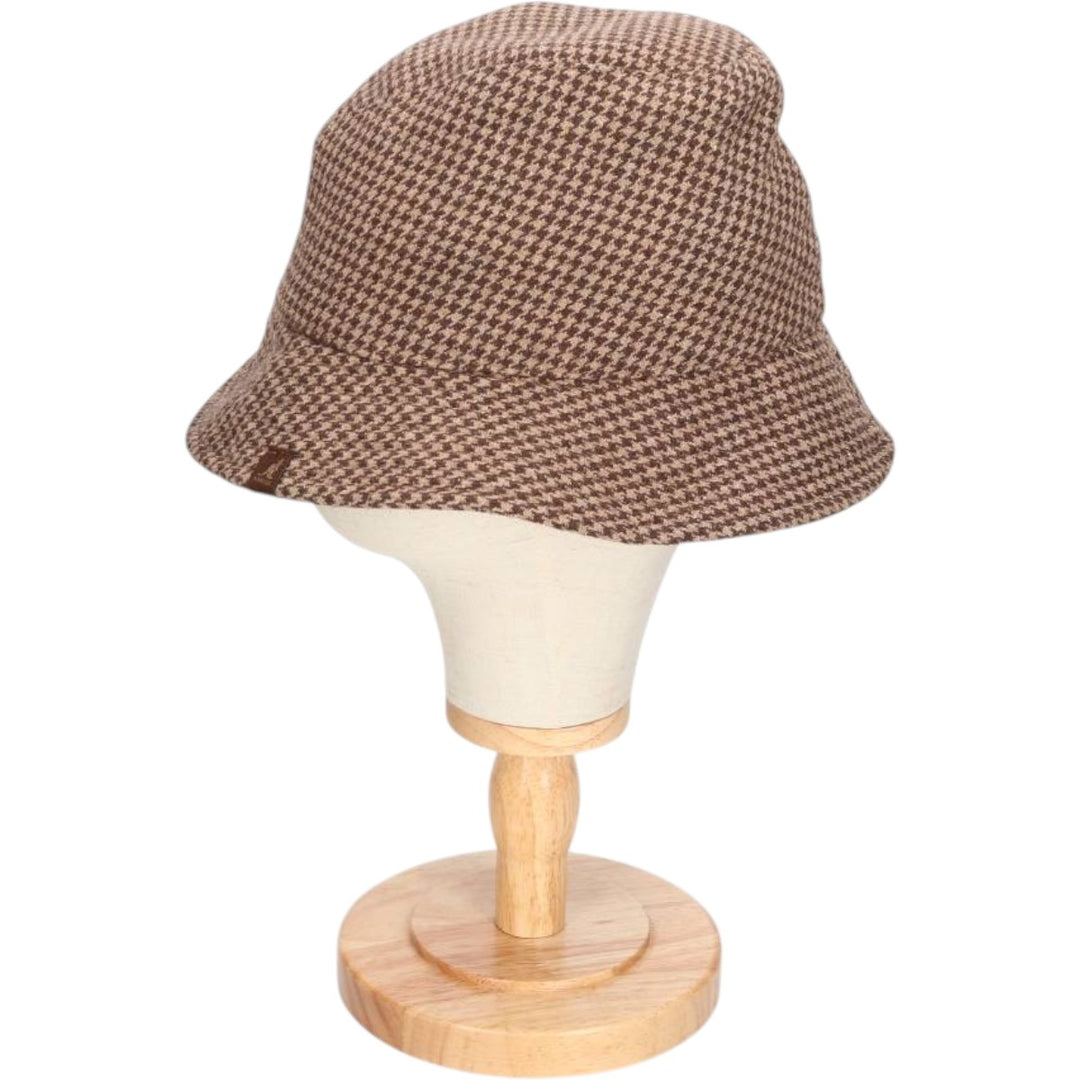 Kangol Heritage Houndstooth Pattern Bucket Hat, One Size Fits Most unclear brown type Vintage Second Hand