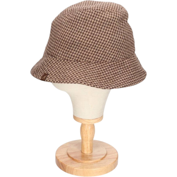 Kangol Heritage Houndstooth Pattern Bucket Hat, One Size Fits Most unclear brown type Vintage Second Hand