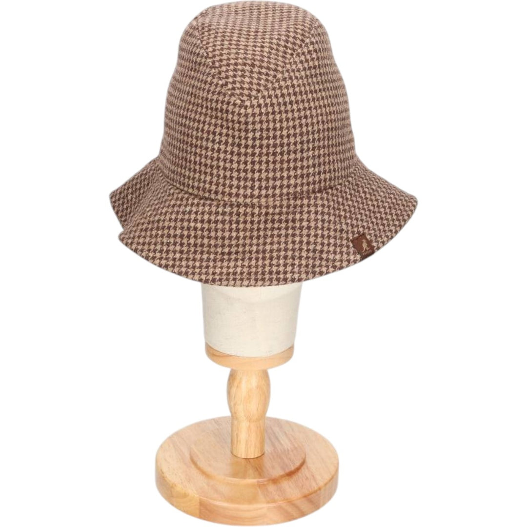 Kangol Heritage Houndstooth Pattern Bucket Hat, One Size Fits Most unclear brown type Vintage Second Hand