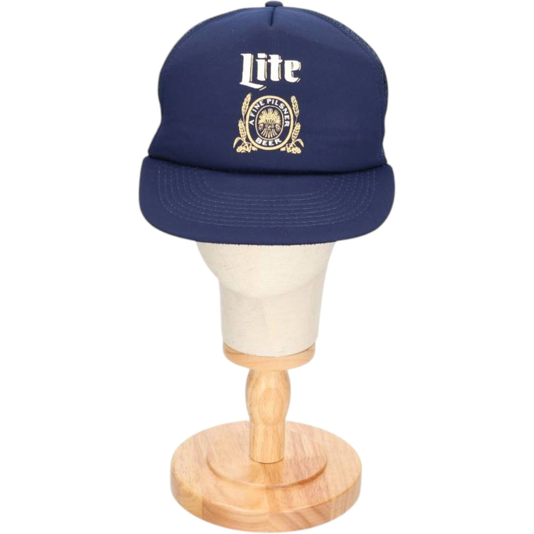 Competition PRO Miller Lite Advertising Mesh Trucker Cap, One Size Fits Most, Vintage polyester navy blue type Vintage Second Hand