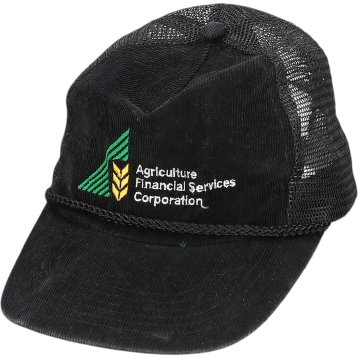 ~1990'S AJM Agriculture Financial Services Corporation Corduroy Mesh Cap, One Size Fits All cotton black type Vintage Second Hand