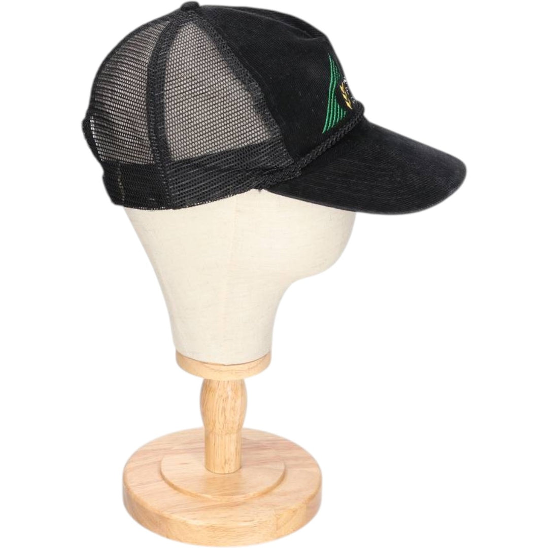 ~1990'S AJM Agriculture Financial Services Corporation Corduroy Mesh Cap, One Size Fits All cotton black type Vintage Second Hand