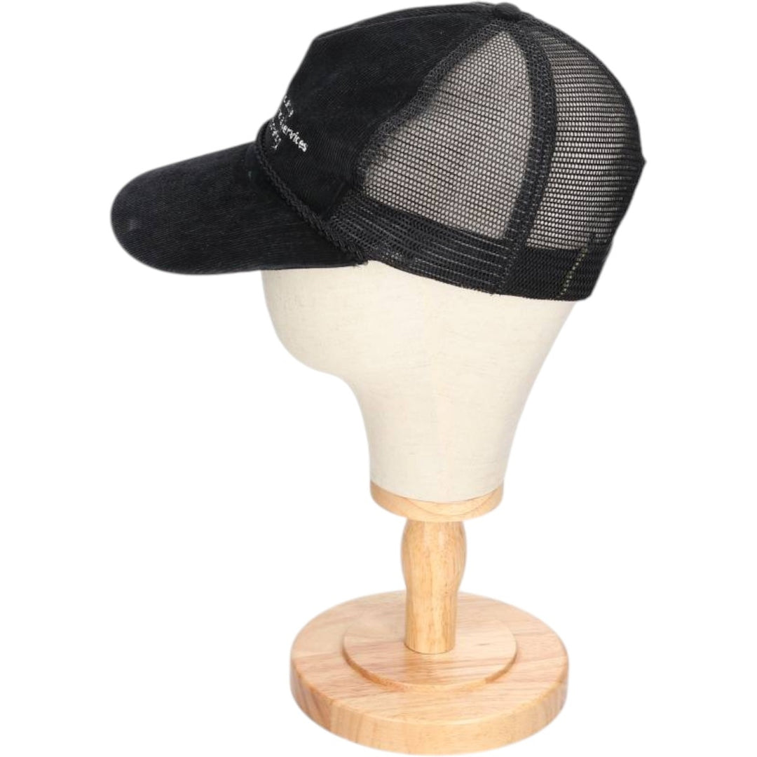 ~1990'S AJM Agriculture Financial Services Corporation Corduroy Mesh Cap, One Size Fits All cotton black type Vintage Second Hand