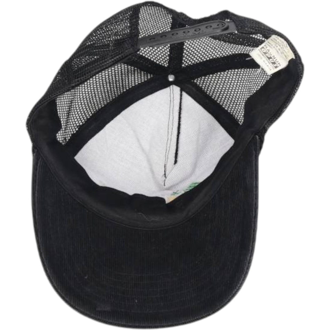 ~1990'S AJM Agriculture Financial Services Corporation Corduroy Mesh Cap, One Size Fits All cotton black type Vintage Second Hand