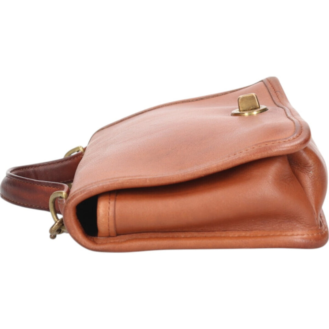 Vintage 1980'S Coach Old Coach Turnlock 2-Way Shoulder Bag, Made in USA genuine leather brown type Vintage Second Hand
