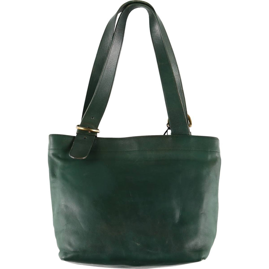 90'S Coach Old Coach Tote Bag Vintage genuine leather green type Vintage Second Hand
