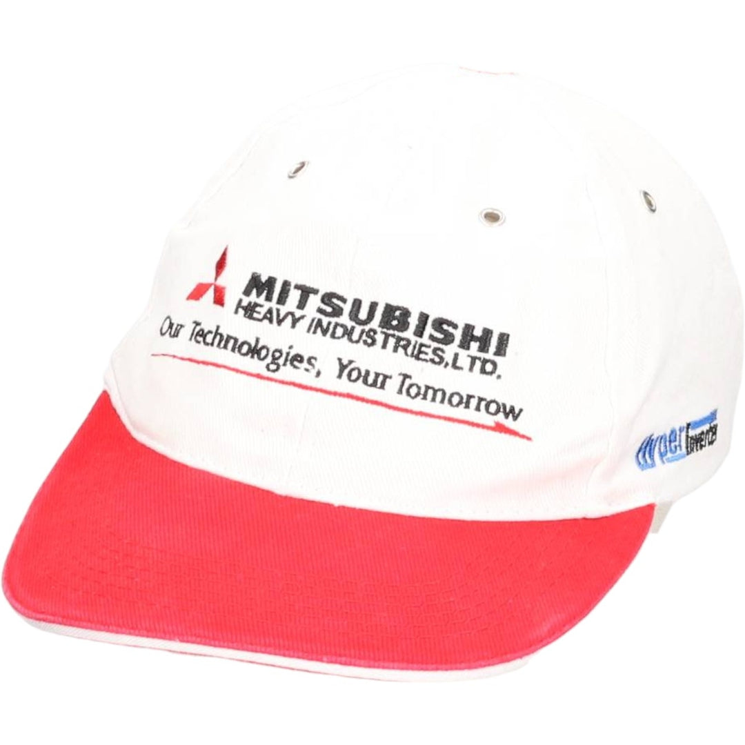 MITSUBISHI Advertising Two-Tone Baseball Cap, 6-Panel Cap, One Size Fits Most unclear white type Vintage Second Hand
