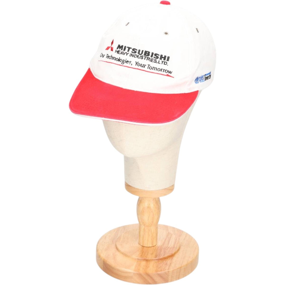 MITSUBISHI Advertising Two-Tone Baseball Cap, 6-Panel Cap, One Size Fits Most unclear white type Vintage Second Hand