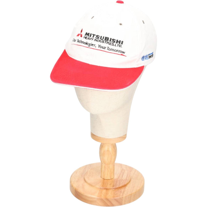 MITSUBISHI Advertising Two-Tone Baseball Cap, 6-Panel Cap, One Size Fits Most unclear white type Vintage Second Hand