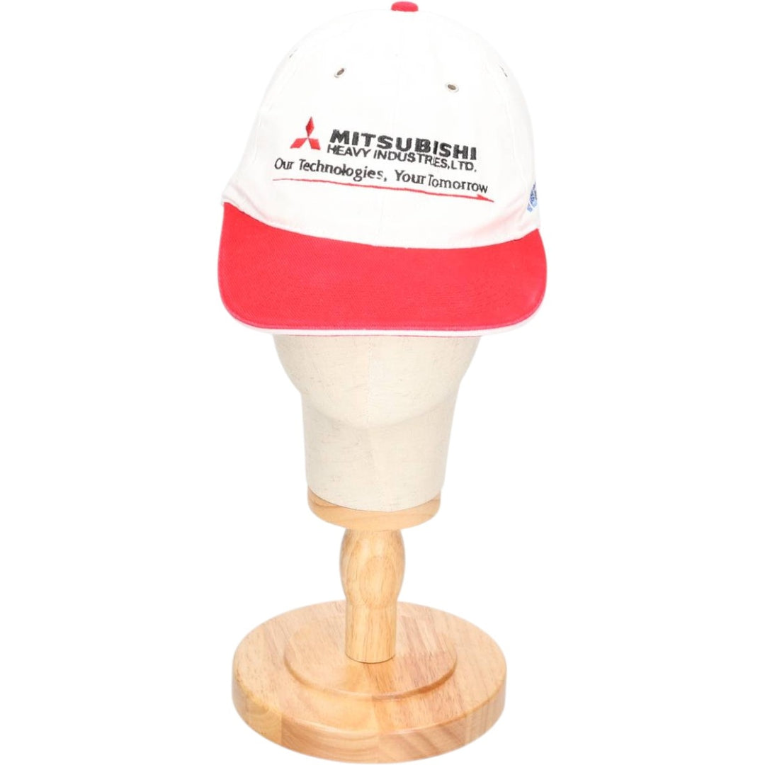 MITSUBISHI Advertising Two-Tone Baseball Cap, 6-Panel Cap, One Size Fits Most unclear white type Vintage Second Hand