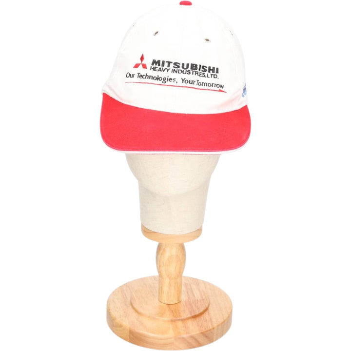 MITSUBISHI Advertising Two-Tone Baseball Cap, 6-Panel Cap, One Size Fits Most unclear white type Vintage Second Hand