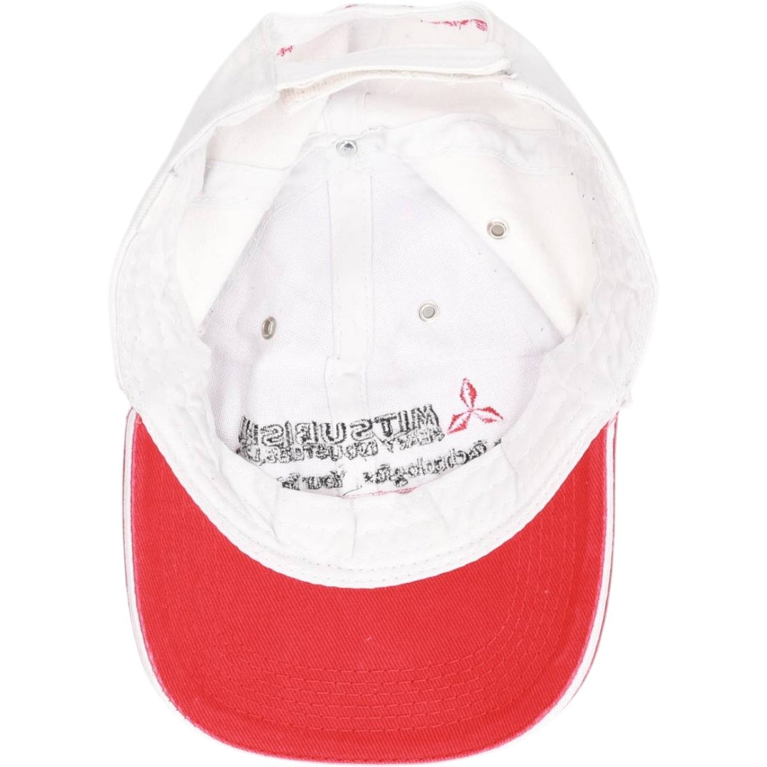 MITSUBISHI Advertising Two-Tone Baseball Cap, 6-Panel Cap, One Size Fits Most unclear white type Vintage Second Hand