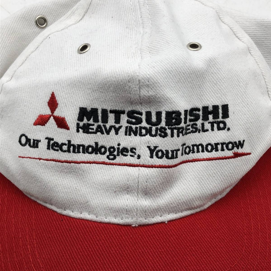 MITSUBISHI Advertising Two-Tone Baseball Cap, 6-Panel Cap, One Size Fits Most unclear white type Vintage Second Hand