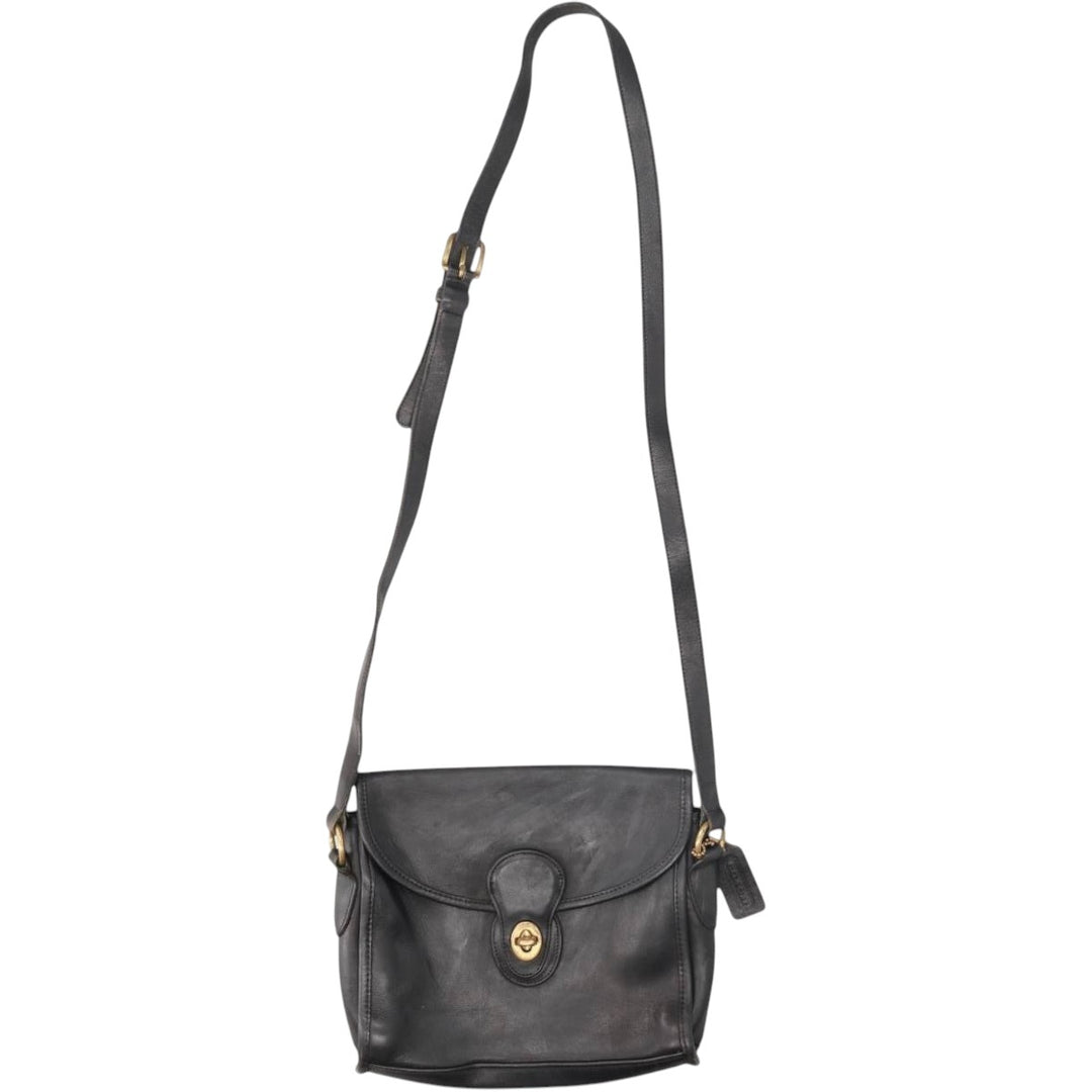 Vintage 1980'S Coach Old Coach Turnlock Shoulder Bag, Made in USA genuine leather black type Vintage Second Hand