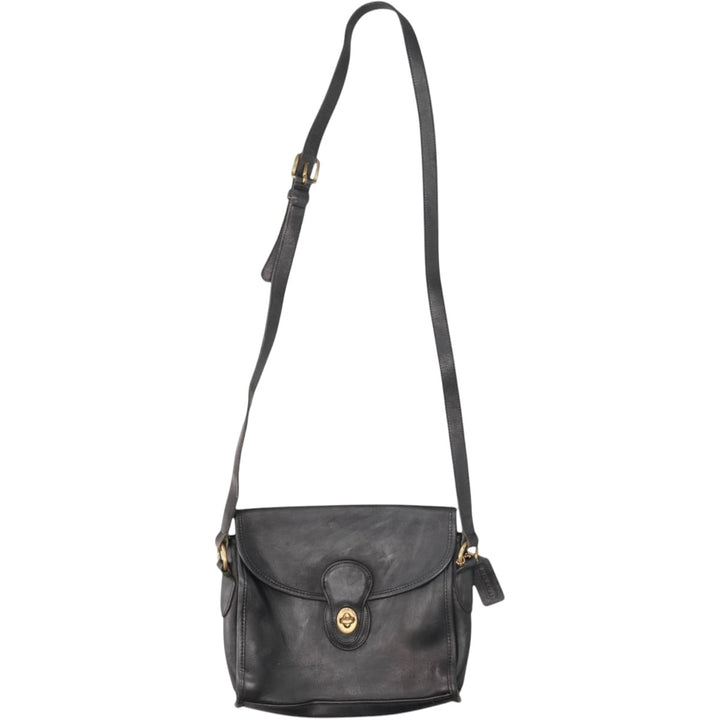 Vintage 1980'S Coach Old Coach Turnlock Shoulder Bag, Made in USA genuine leather black type Vintage Second Hand