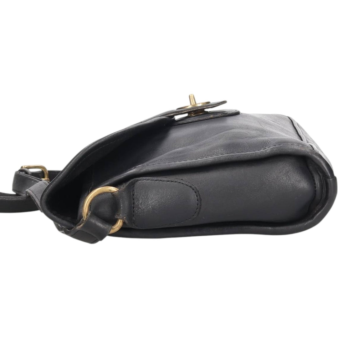Vintage 1980'S Coach Old Coach Turnlock Shoulder Bag, Made in USA genuine leather black type Vintage Second Hand