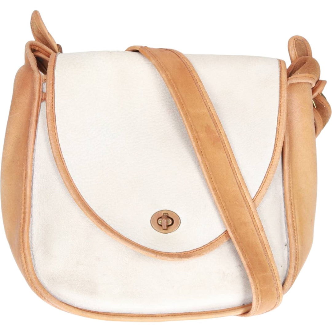 Turn lock Shoulder Bag genuine leather brown type Vintage Second Hand