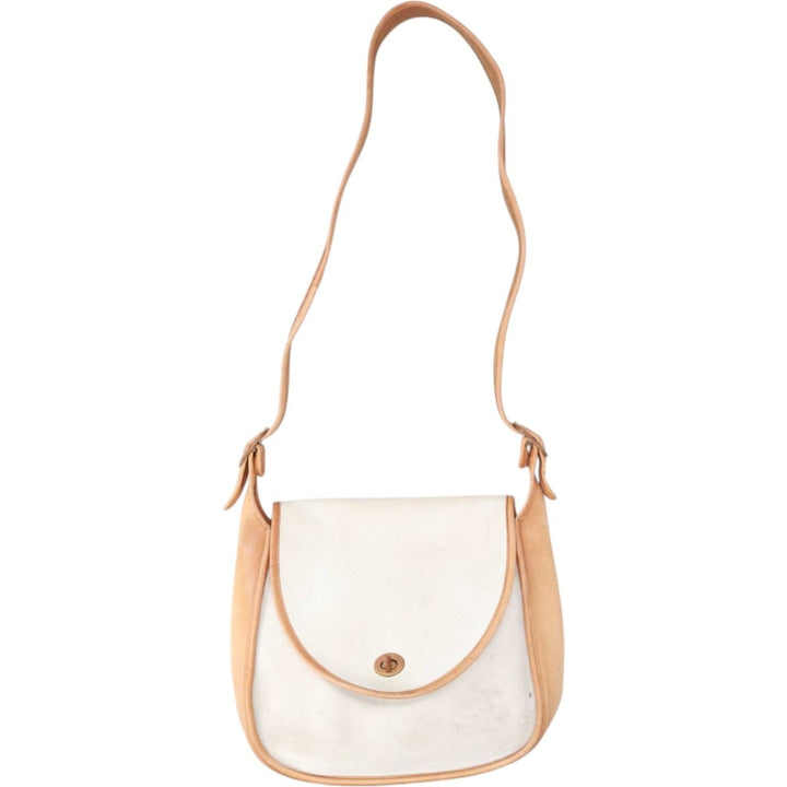 Turn lock Shoulder Bag genuine leather brown type Vintage Second Hand