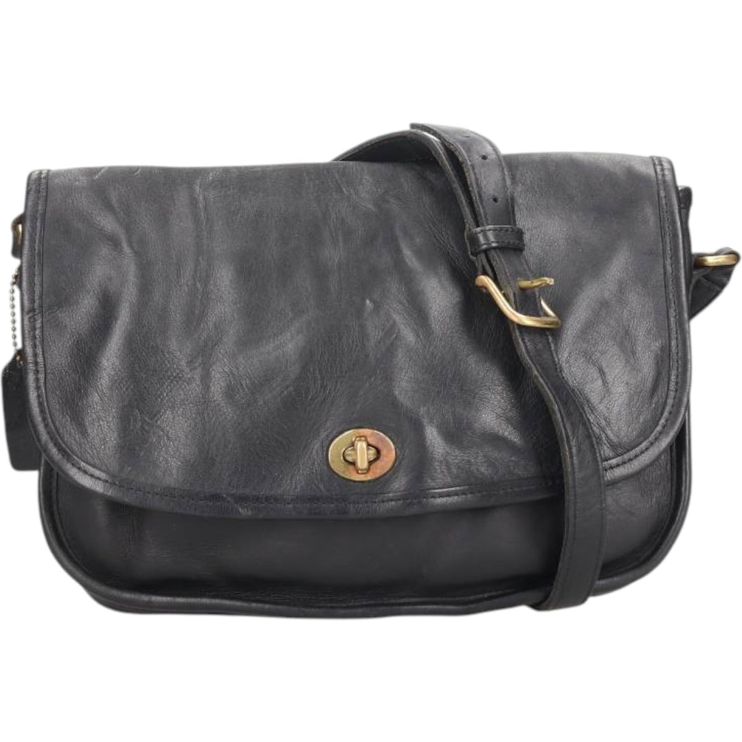 90'S Coach Old Coach Turnlock Shoulder Bag Vintage genuine leather black type Vintage Second Hand