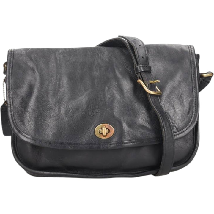 90'S Coach Old Coach Turnlock Shoulder Bag Vintage genuine leather black type Vintage Second Hand