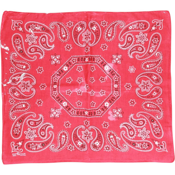 Vintage 1960'S Elephant Brand Paisley Pattern Trunk Up Bandana (Single Ear) cotton red type Vintage Second Hand