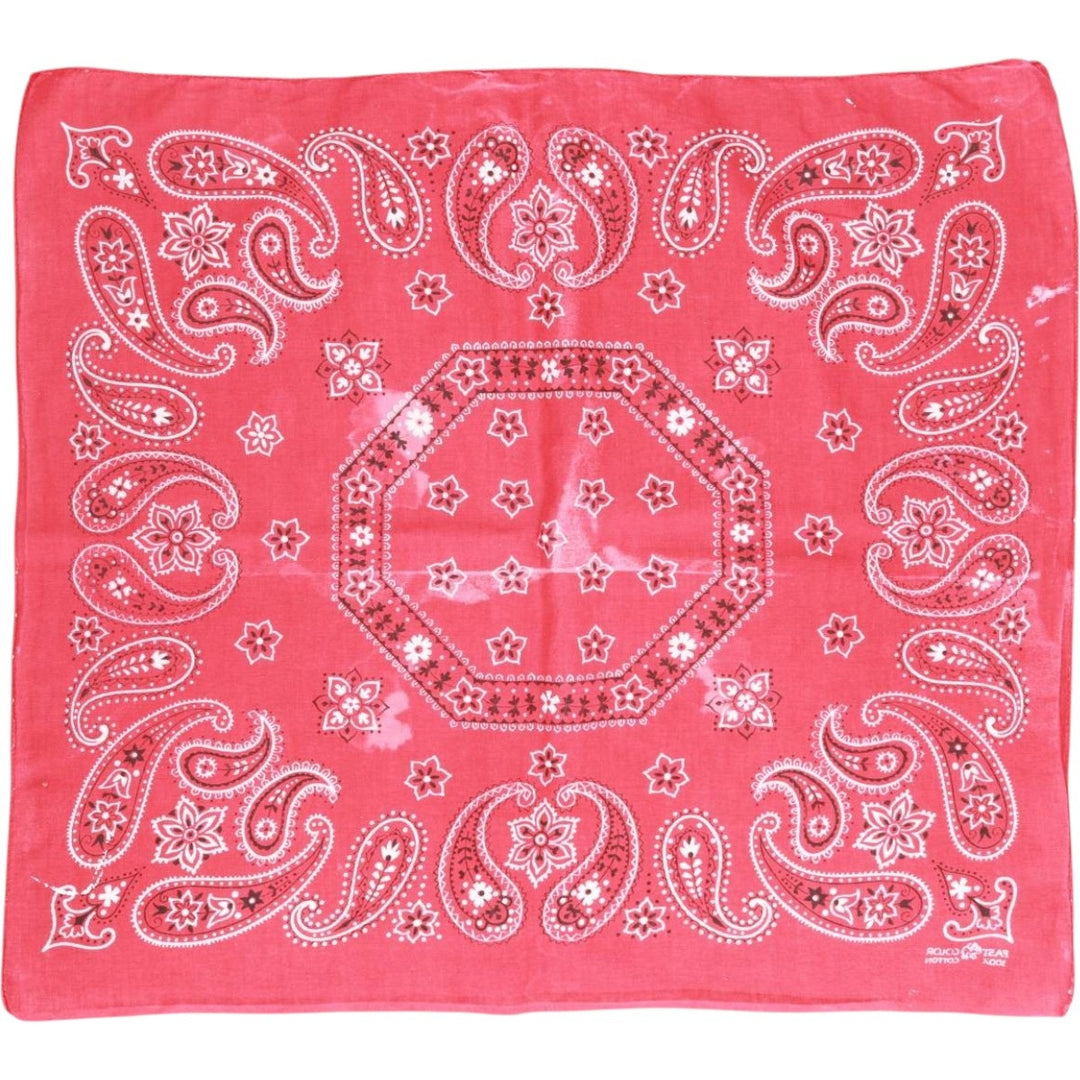 Vintage 1960'S Elephant Brand Paisley Pattern Trunk Up Bandana (Single Ear) cotton red type Vintage Second Hand