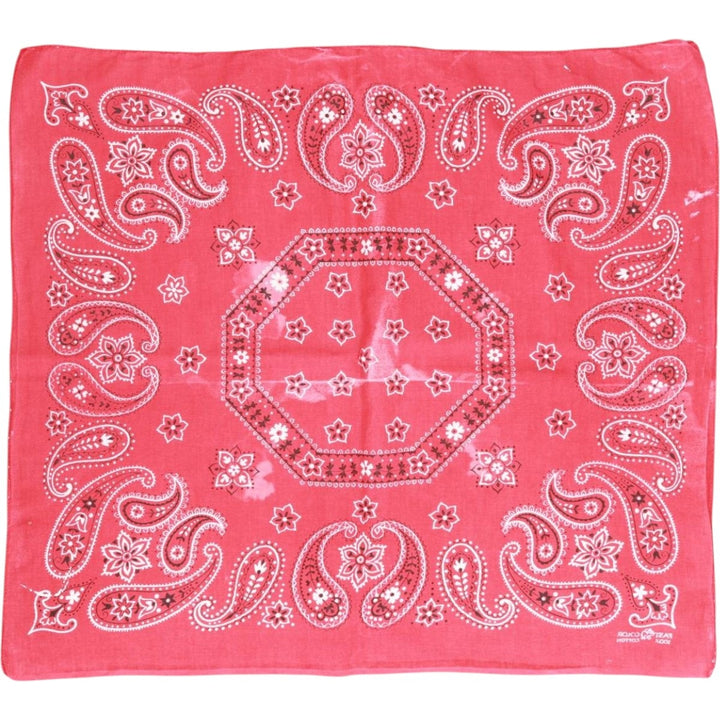 Vintage 1960'S Elephant Brand Paisley Pattern Trunk Up Bandana (Single Ear) cotton red type Vintage Second Hand