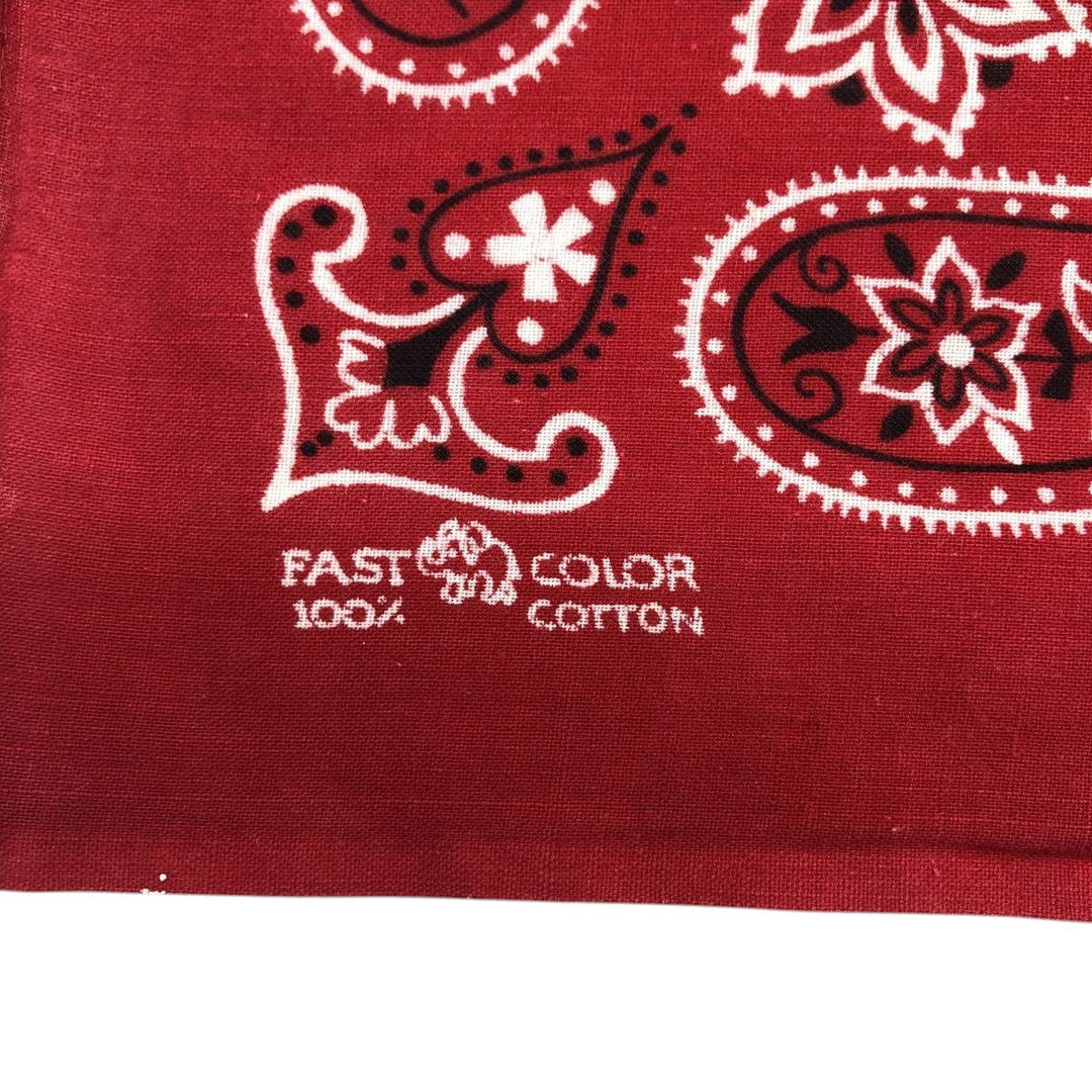 Vintage 1960'S Elephant Brand Paisley Pattern Trunk Up Bandana (Single Ear) cotton red type Vintage Second Hand