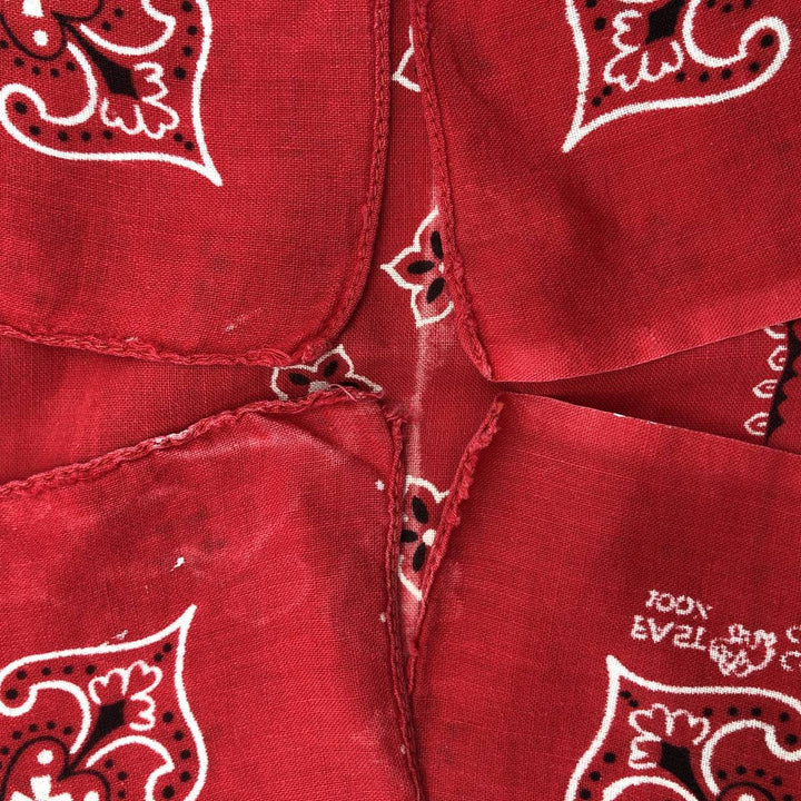 Vintage 1960'S Elephant Brand Paisley Pattern Trunk Up Bandana (Single Ear) cotton red type Vintage Second Hand