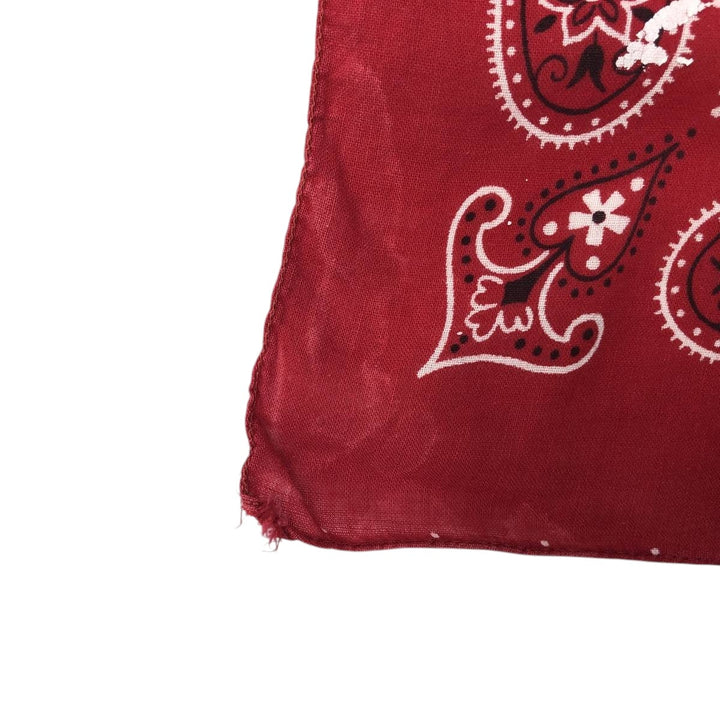 Vintage 1960'S Elephant Brand Paisley Pattern Trunk Up Bandana (Single Ear) cotton red type Vintage Second Hand