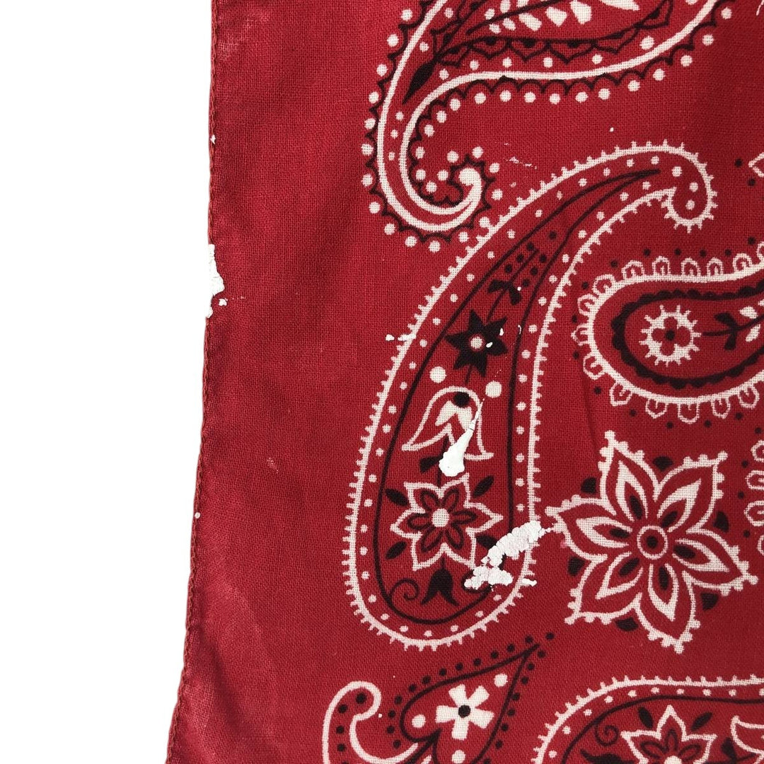 Vintage 1960'S Elephant Brand Paisley Pattern Trunk Up Bandana (Single Ear) cotton red type Vintage Second Hand
