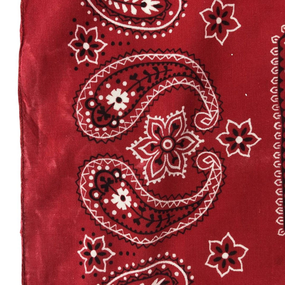 Vintage 1960'S Elephant Brand Paisley Pattern Trunk Up Bandana (Single Ear) cotton red type Vintage Second Hand