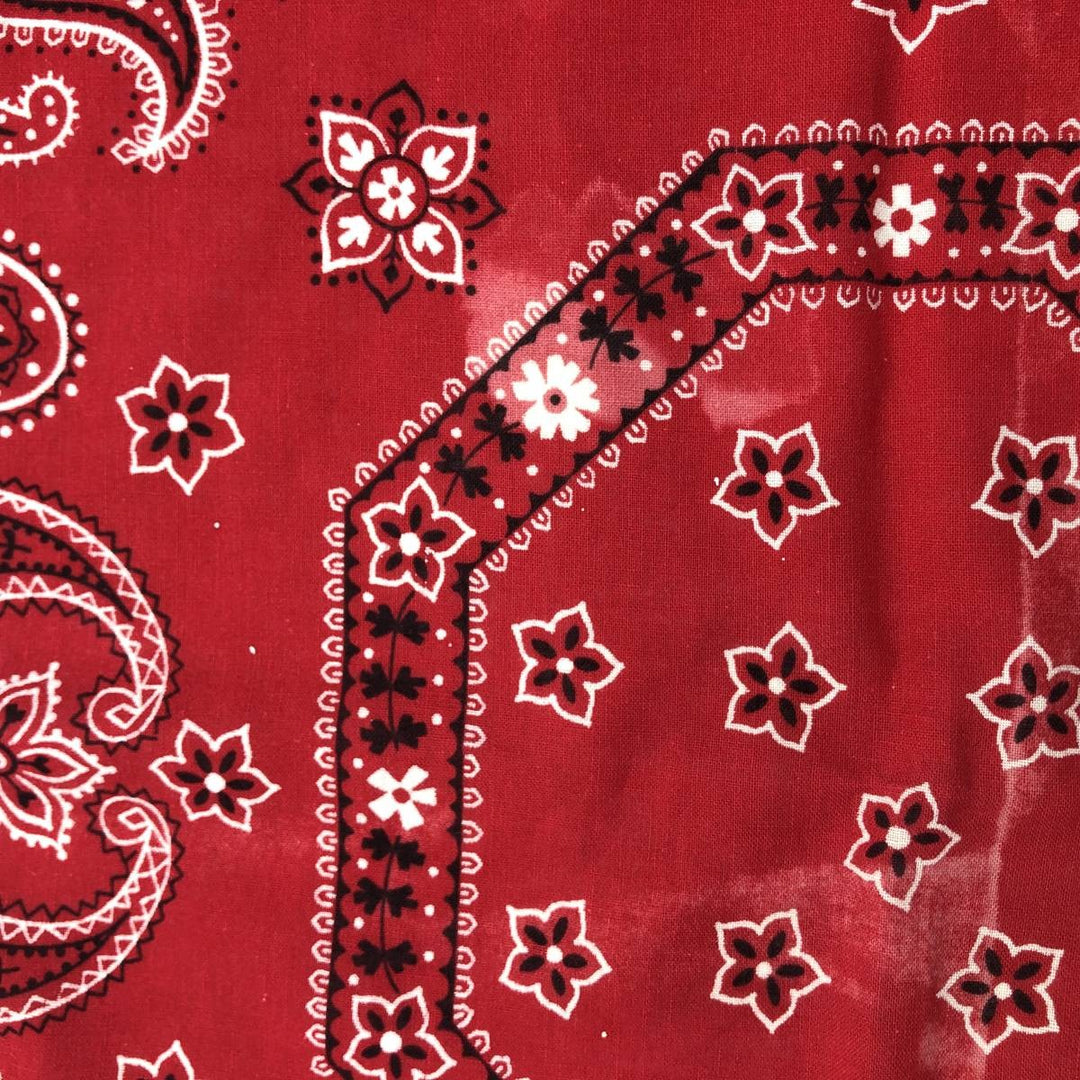 Vintage 1960'S Elephant Brand Paisley Pattern Trunk Up Bandana (Single Ear) cotton red type Vintage Second Hand