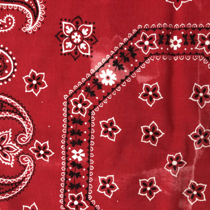 Vintage 1960'S Elephant Brand Paisley Pattern Trunk Up Bandana (Single Ear) cotton red type Vintage Second Hand