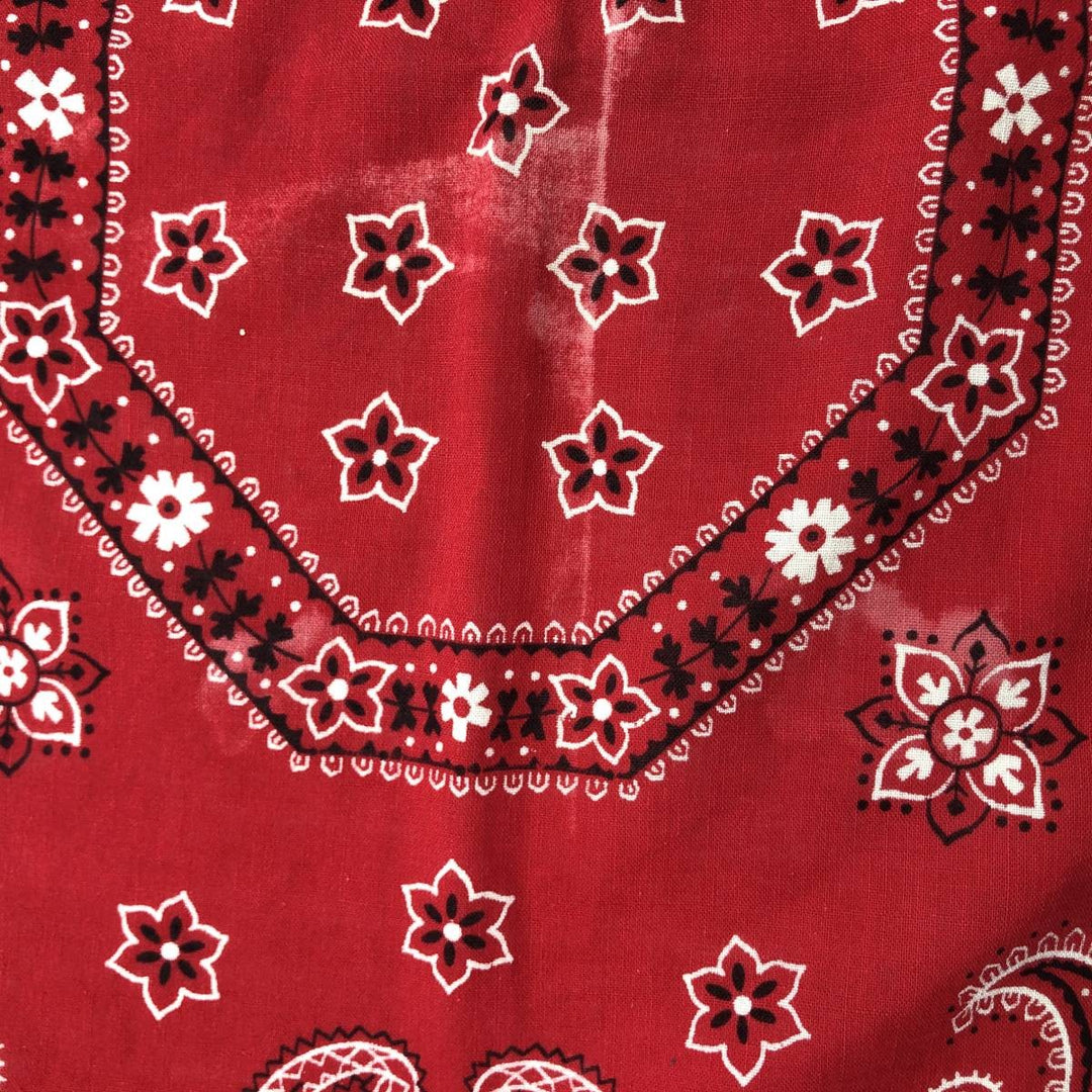 Vintage 1960'S Elephant Brand Paisley Pattern Trunk Up Bandana (Single Ear) cotton red type Vintage Second Hand