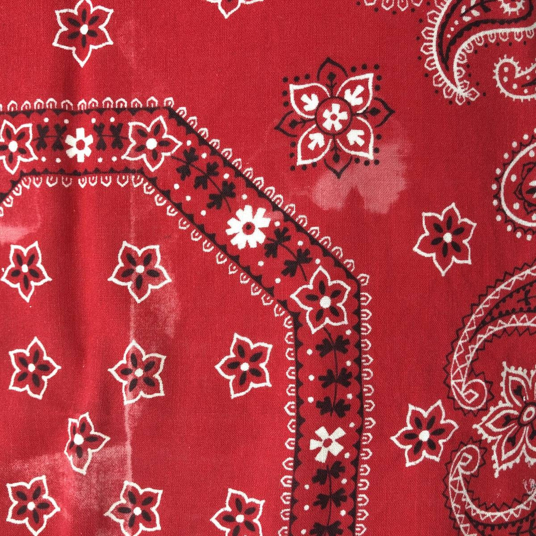 Vintage 1960'S Elephant Brand Paisley Pattern Trunk Up Bandana (Single Ear) cotton red type Vintage Second Hand