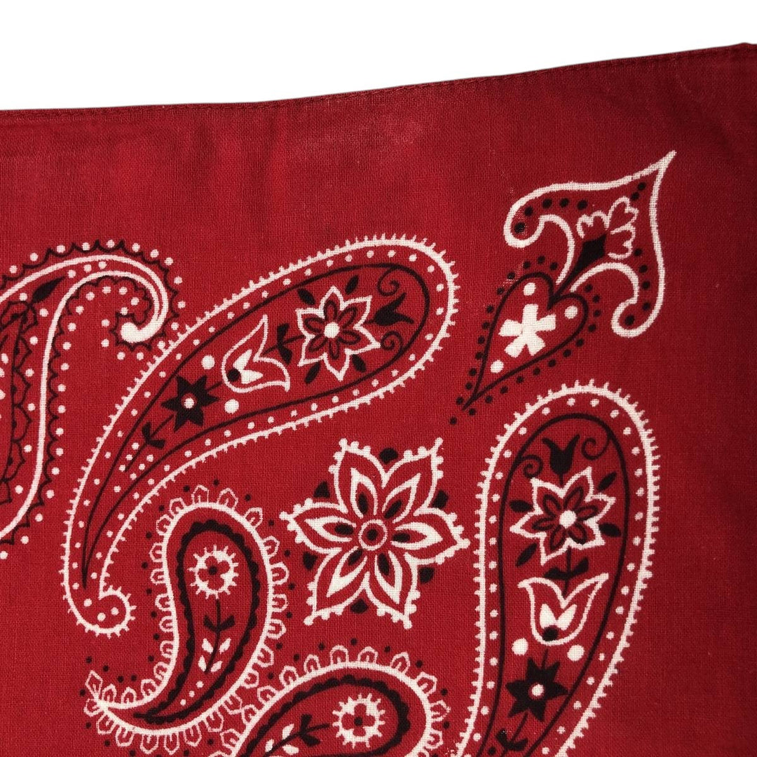 Vintage 1960'S Elephant Brand Paisley Pattern Trunk Up Bandana (Single Ear) cotton red type Vintage Second Hand