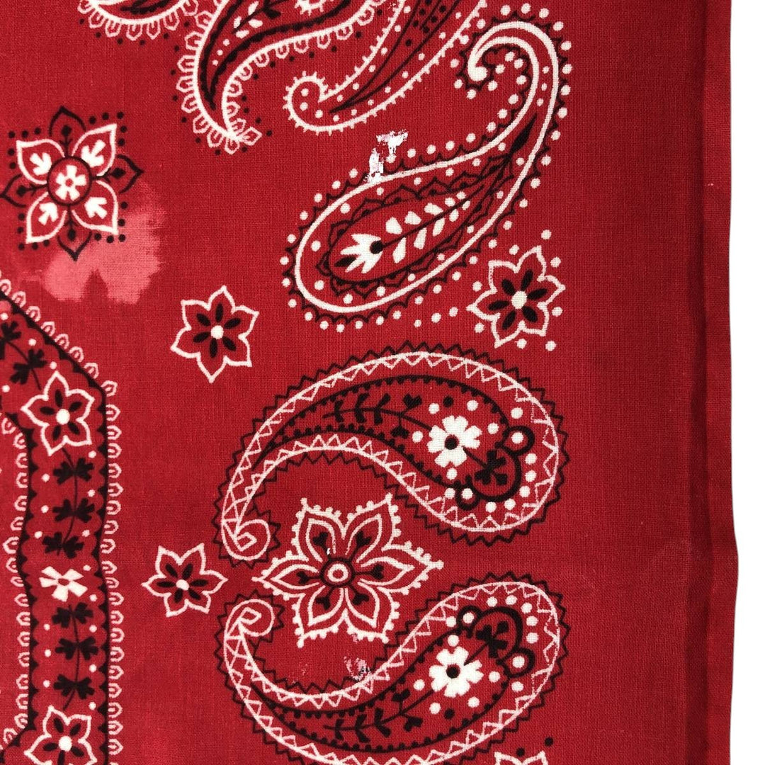 Vintage 1960'S Elephant Brand Paisley Pattern Trunk Up Bandana (Single Ear) cotton red type Vintage Second Hand
