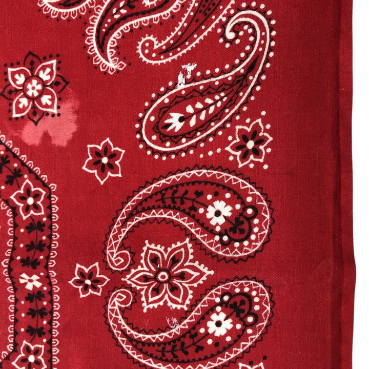 Vintage 1960'S Elephant Brand Paisley Pattern Trunk Up Bandana (Single Ear) cotton red type Vintage Second Hand