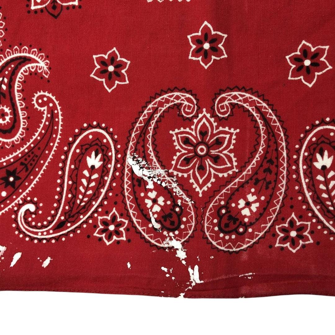 Vintage 1960'S Elephant Brand Paisley Pattern Trunk Up Bandana (Single Ear) cotton red type Vintage Second Hand