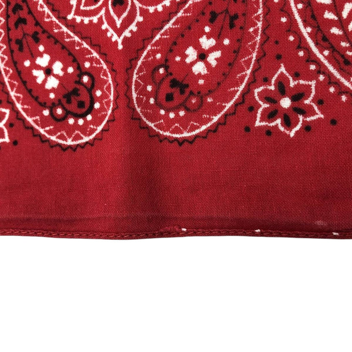 Vintage 1960'S Elephant Brand Paisley Pattern Trunk Up Bandana (Single Ear) cotton red type Vintage Second Hand