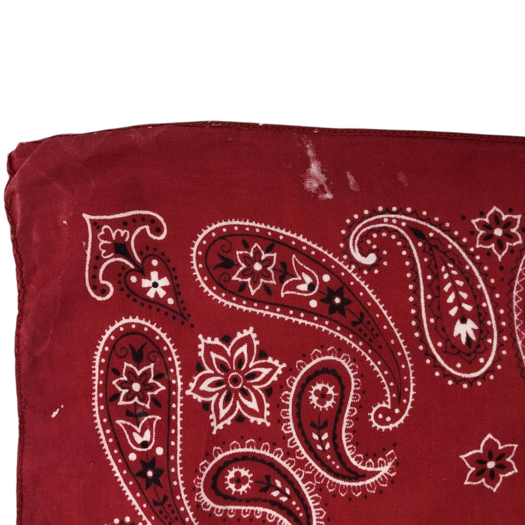 Vintage 1960'S Elephant Brand Paisley Pattern Trunk Up Bandana (Single Ear) cotton red type Vintage Second Hand
