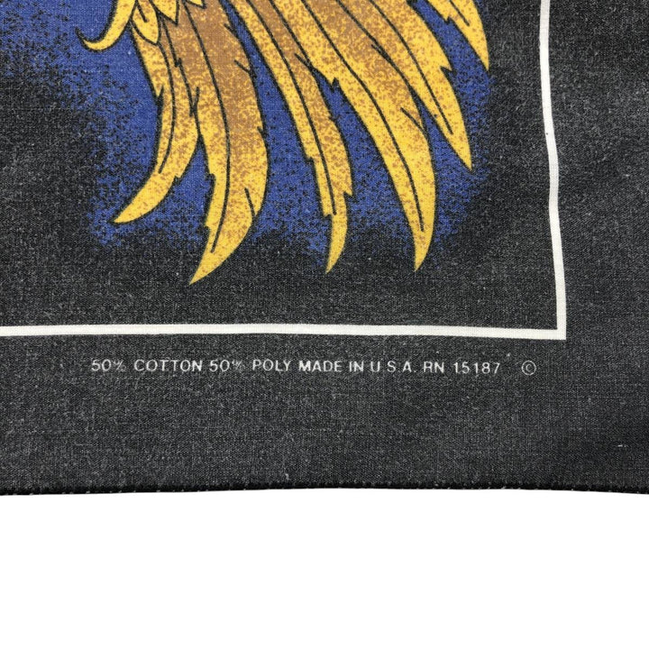 Vintage 80s-90'S Eagle Pattern Stars and Stripes Bandana, Made in USA cotton Charcoal Vintage Second Hand