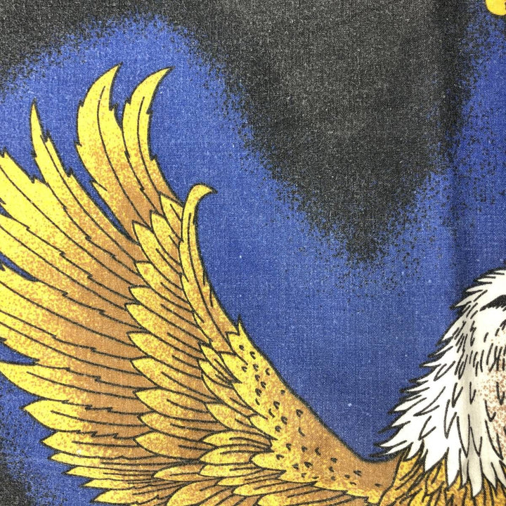 Vintage 80s-90'S Eagle Pattern Stars and Stripes Bandana, Made in USA cotton Charcoal Vintage Second Hand