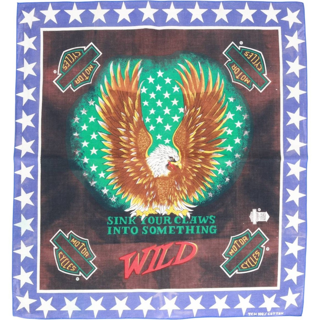 Eagle Pattern Bandana - Equivalent cotton black type Vintage Second Hand