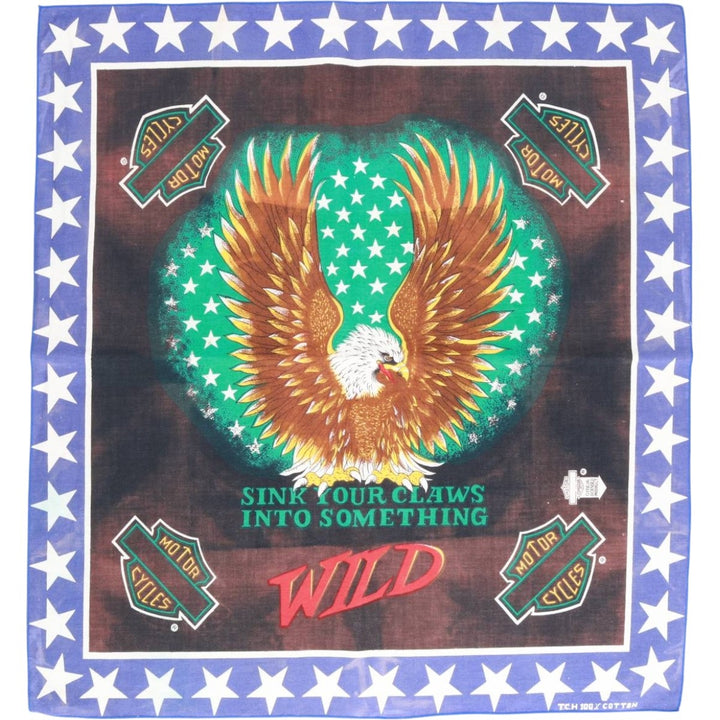 Eagle Pattern Bandana - Equivalent cotton black type Vintage Second Hand