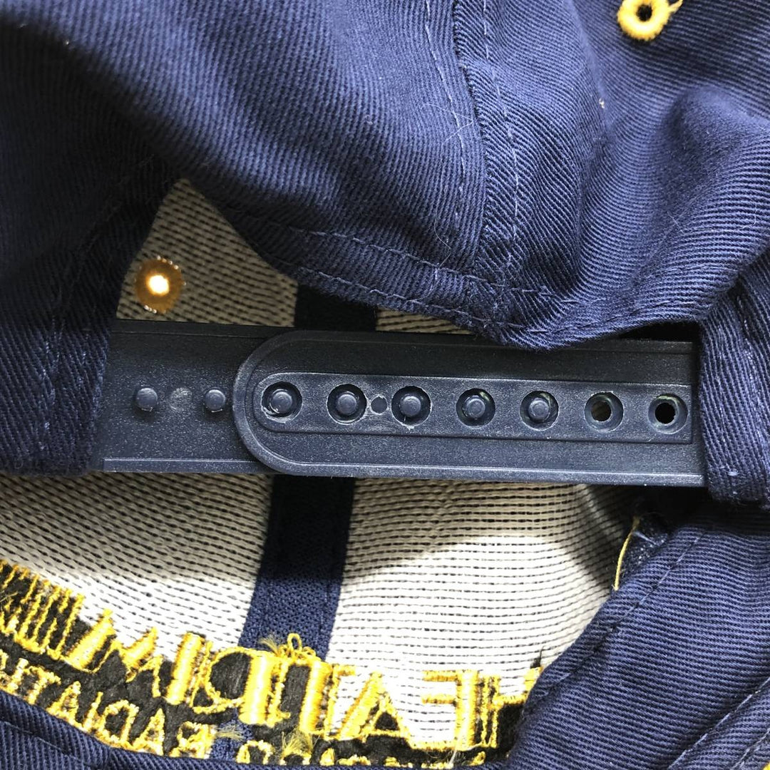 90'S LUNA BASICS HEATRIM BASEBOARD RADIATION Advertising Two-Tone 6-Panel Cap, One Size Fits Most unclear navy blue type Vintage Second Hand